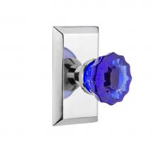 Nostalgic Warehouse 721164 - Nostalgic Warehouse Studio Plate Passage Crystal Cobalt Glass Door Knob in Bright Chrome