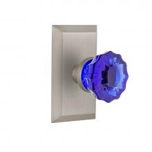 Nostalgic Warehouse 721173 - Nostalgic Warehouse Studio Plate Passage Crystal Cobalt Glass Door Knob in Satin Nickel