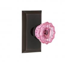 Nostalgic Warehouse 721175 - Nostalgic Warehouse Studio Plate Passage Crystal Pink Glass Door Knob in Timeless Bronze