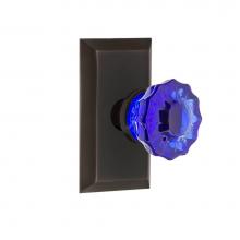 Nostalgic Warehouse 721176 - Nostalgic Warehouse Studio Plate Passage Crystal Cobalt Glass Door Knob in Timeless Bronze