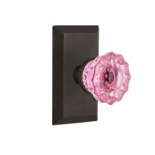 Nostalgic Warehouse 721178 - Nostalgic Warehouse Studio Plate Passage Crystal Pink Glass Door Knob in Oil-Rubbed Bronze