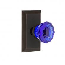 Nostalgic Warehouse 721188 - Nostalgic Warehouse Studio Plate Passage Crystal Cobalt Glass Door Knob in Timeless Bronze
