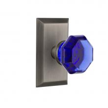 Nostalgic Warehouse 721194 - Nostalgic Warehouse Studio Plate Passage Waldorf Cobalt Door Knob in Antique Pewter