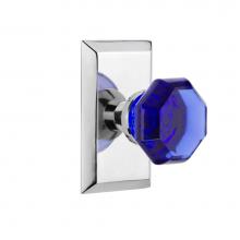 Nostalgic Warehouse 721198 - Nostalgic Warehouse Studio Plate Passage Waldorf Cobalt Door Knob in Bright Chrome