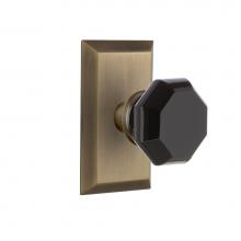 Nostalgic Warehouse 721205 - Nostalgic Warehouse Studio Plate Passage Waldorf Black Door Knob in Antique Brass