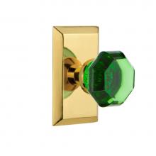 Nostalgic Warehouse 721220 - Nostalgic Warehouse Studio Plate Passage Waldorf Emerald Door Knob in Polished Brass