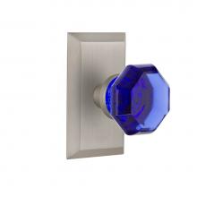 Nostalgic Warehouse 721222 - Nostalgic Warehouse Studio Plate Passage Waldorf Cobalt Door Knob in Satin Nickel