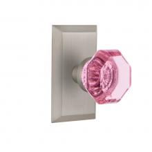 Nostalgic Warehouse 721223 - Nostalgic Warehouse Studio Plate Passage Waldorf Pink Door Knob in Satin Nickel