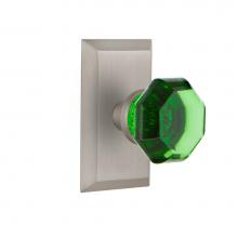 Nostalgic Warehouse 721224 - Nostalgic Warehouse Studio Plate Passage Waldorf Emerald Door Knob in Satin Nickel