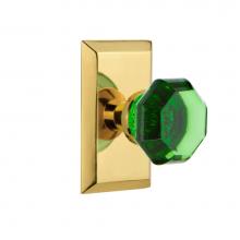 Nostalgic Warehouse 721236 - Nostalgic Warehouse Studio Plate Passage Waldorf Emerald Door Knob in Polished Brass