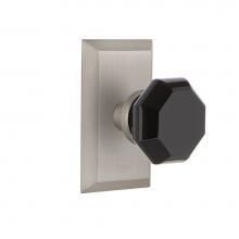 Nostalgic Warehouse 721241 - Nostalgic Warehouse Studio Plate Passage Waldorf Black Door Knob in Satin Nickel