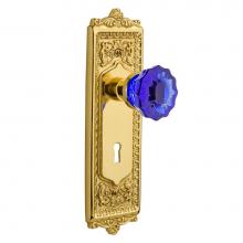 Nostalgic Warehouse 721566 - Nostalgic Warehouse Egg & Dart Plate with Keyhole Passage Crystal Cobalt Glass Door Knob in Un