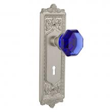 Nostalgic Warehouse 721612 - Nostalgic Warehouse Egg & Dart Plate with Keyhole Passage Waldorf Cobalt Door Knob in Satin Ni