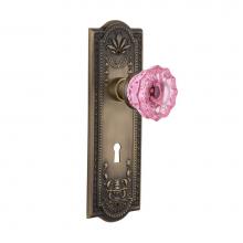 Nostalgic Warehouse 721624 - Nostalgic Warehouse Meadows Plate with Keyhole Passage Crystal Pink Glass Door Knob in Antique Bra