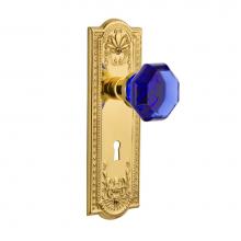 Nostalgic Warehouse 721698 - Nostalgic Warehouse Meadows Plate with Keyhole Passage Waldorf Cobalt Door Knob in Unlaquered Bras