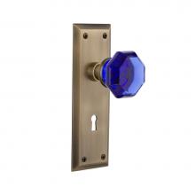 Nostalgic Warehouse 721840 - Nostalgic Warehouse New York Plate with Keyhole Passage Waldorf Cobalt Door Knob in Antique Brass