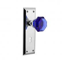 Nostalgic Warehouse 721860 - Nostalgic Warehouse New York Plate with Keyhole Passage Waldorf Cobalt Door Knob in Bright Chrome