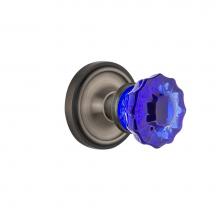 Nostalgic Warehouse 722118 - Nostalgic Warehouse Classic Rosette Single Dummy Crystal Cobalt Glass Door Knob in Antique Pewter