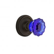 Nostalgic Warehouse 722124 - Nostalgic Warehouse Classic Rosette Single Dummy Crystal Cobalt Glass Door Knob in Oil-Rubbed Bron