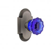 Nostalgic Warehouse 722174 - Nostalgic Warehouse Cottage Plate Single Dummy Crystal Cobalt Glass Door Knob in Antique Pewter