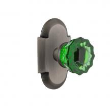 Nostalgic Warehouse 722175 - Nostalgic Warehouse Cottage Plate Single Dummy Crystal Emerald Glass Door Knob in Antique Pewter