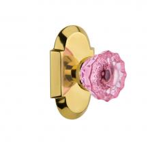 Nostalgic Warehouse 722182 - Nostalgic Warehouse Cottage Plate Single Dummy Crystal Pink Glass Door Knob in Polished Brass