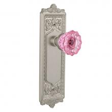 Nostalgic Warehouse 722322 - Nostalgic Warehouse Egg & Dart Plate Single Dummy Crystal Pink Glass Door Knob in Satin Nickel