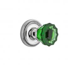 Nostalgic Warehouse 722563 - Nostalgic Warehouse Rope Rosette Single Dummy Crystal Emerald Glass Door Knob in Bright Chrome