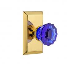 Nostalgic Warehouse 722624 - Nostalgic Warehouse Studio Plate Single Dummy Crystal Cobalt Glass Door Knob in Polished Brass