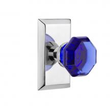 Nostalgic Warehouse 722640 - Nostalgic Warehouse Studio Plate Single Dummy Waldorf Cobalt Door Knob in Bright Chrome