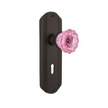 Nostalgic Warehouse 722753 - Nostalgic Warehouse Deco Plate with Keyhole Single Dummy Crystal Pink Glass Door Knob in Oil-Rubbe