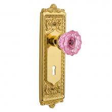 Nostalgic Warehouse 722818 - Nostalgic Warehouse Egg & Dart Plate with Keyhole Single Dummy Crystal Pink Glass Door Knob in