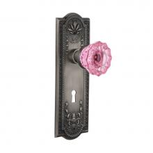 Nostalgic Warehouse 722852 - Nostalgic Warehouse Meadows Plate with Keyhole Single Dummy Crystal Pink Glass Door Knob in Antiqu