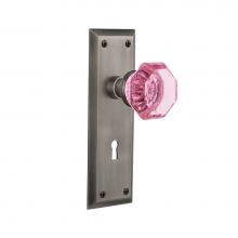 Nostalgic Warehouse 722966 - Nostalgic Warehouse New York Plate with Keyhole Single Dummy Waldorf Pink Door Knob in Bright Chro