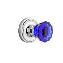 Nostalgic Warehouse 723101 - Nostalgic Warehouse Classic Rosette Double Dummy Crystal Cobalt Glass Door Knob in Bright Chrome