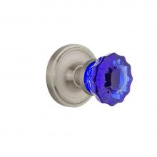 Nostalgic Warehouse 723110 - Nostalgic Warehouse Classic Rosette Double Dummy Crystal Cobalt Glass Door Knob in Satin Nickel