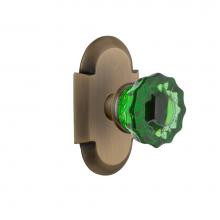 Nostalgic Warehouse 723152 - Nostalgic Warehouse Cottage Plate Double Dummy Crystal Emerald Glass Door Knob in Antique Brass