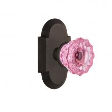 Nostalgic Warehouse 723159 - Nostalgic Warehouse Cottage Plate Double Dummy Crystal Pink Glass Door Knob in Oil-Rubbed Bronze