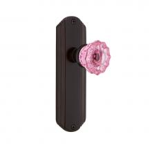 Nostalgic Warehouse 723252 - Nostalgic Warehouse Deco Plate Double Dummy Crystal Pink Glass Door Knob in Timeless Bronze