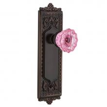 Nostalgic Warehouse 723305 - Nostalgic Warehouse Egg & Dart Plate Double Dummy Crystal Pink Glass Door Knob in Timeless Bro
