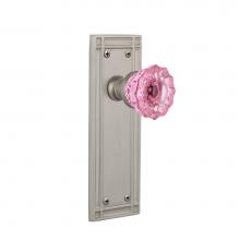 Nostalgic Warehouse 723397 - Nostalgic Warehouse Mission Plate Double Dummy Crystal Pink Glass Door Knob in Satin Nickel