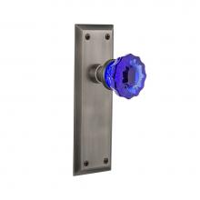 Nostalgic Warehouse 723427 - Nostalgic Warehouse New York Plate Double Dummy Crystal Cobalt Glass Door Knob in Antique Pewter