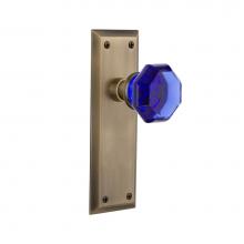 Nostalgic Warehouse 723447 - Nostalgic Warehouse New York Plate Double Dummy Waldorf Cobalt Door Knob in Antique Brass