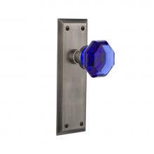 Nostalgic Warehouse 723451 - Nostalgic Warehouse New York Plate Double Dummy Waldorf Cobalt Door Knob in Antique Pewter