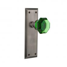 Nostalgic Warehouse 723453 - Nostalgic Warehouse New York Plate Double Dummy Waldorf Emerald Door Knob in Antique Pewter