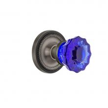 Nostalgic Warehouse 723539 - Nostalgic Warehouse Rope Rosette Double Dummy Crystal Cobalt Glass Door Knob in Antique Pewter