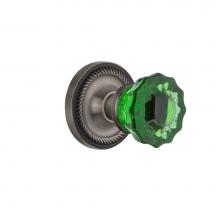 Nostalgic Warehouse 723540 - Nostalgic Warehouse Rope Rosette Double Dummy Crystal Emerald Glass Door Knob in Antique Pewter