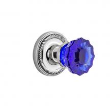 Nostalgic Warehouse 723542 - Nostalgic Warehouse Rope Rosette Double Dummy Crystal Cobalt Glass Door Knob in Bright Chrome