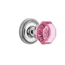 Nostalgic Warehouse 723568 - Nostalgic Warehouse Rope Rosette Double Dummy Waldorf Pink Door Knob in Bright Chrome