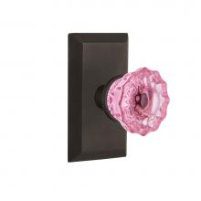 Nostalgic Warehouse 723600 - Nostalgic Warehouse Studio Plate Double Dummy Crystal Pink Glass Door Knob in Oil-Rubbed Bronze